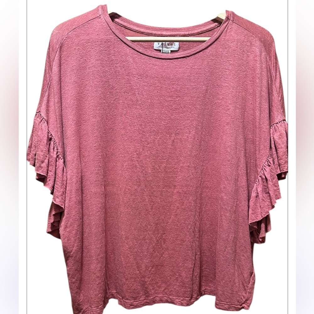 Velvet By Graham & Spencer Mauve Ruffle Sleeve Blouse